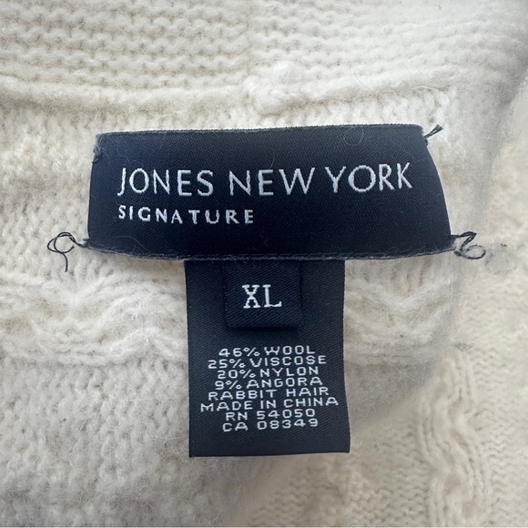 Jones New York Signature Cable Knit Cardigan Sweater Shawl Collar‎ Wool Blend XL - Picture 5 of 8